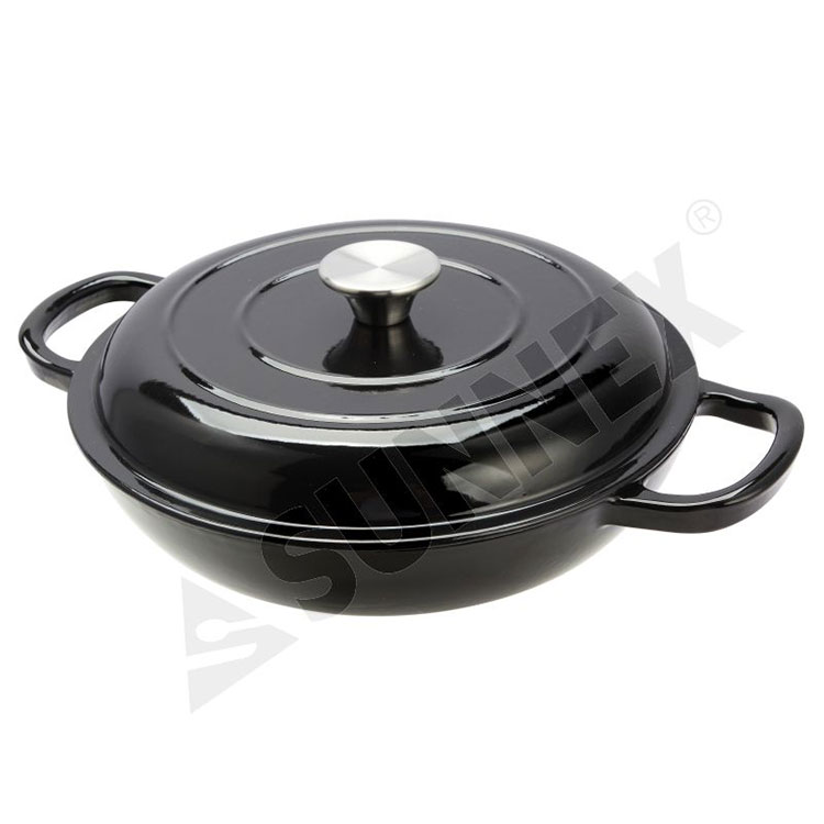 Cast Iron Enamel Shallow Round Casserole