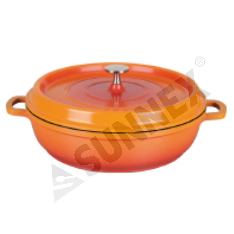 ဒီဇိုင်းအသစ် လိမ္မော်ရောင် Non Stick Pot Round Casserole