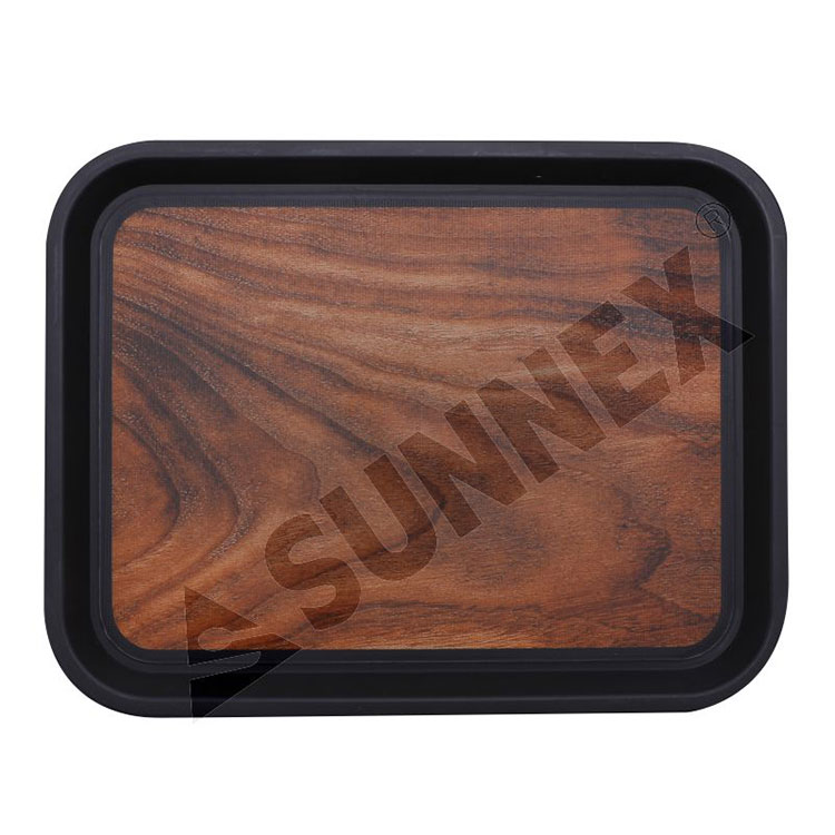 ထောင့်မှန်စတုဂံ Wood Grain Non-Slip Trays