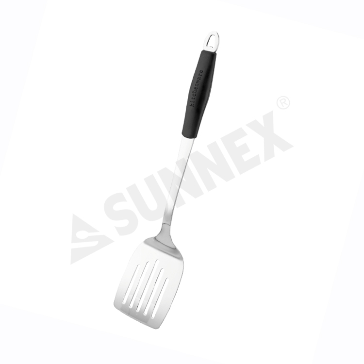 ဆီလီကွန်လက်ကိုင်ပါသော Stainless Steel Slotted Turner