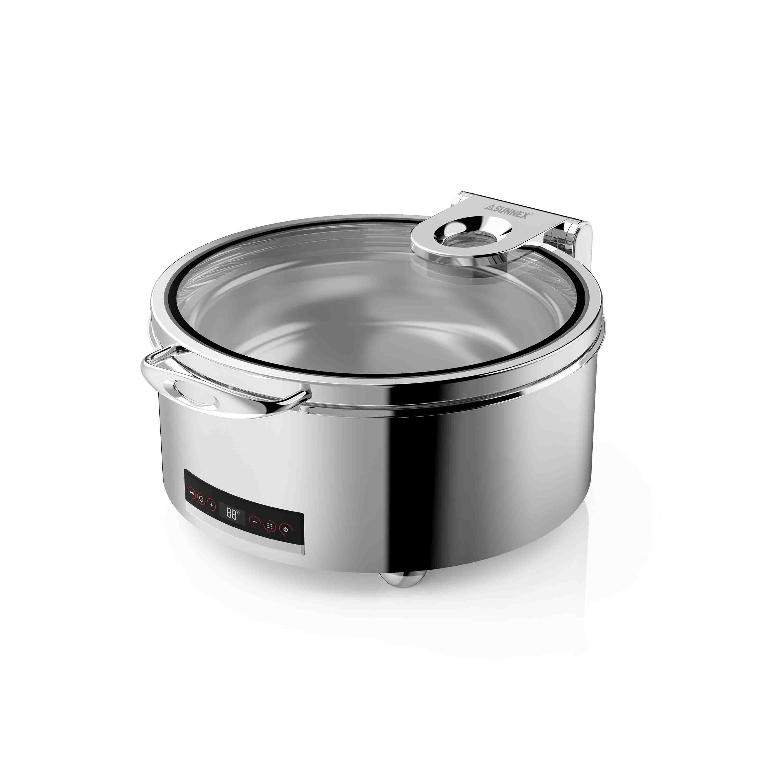 SUNNEX Stainless Steel Round Waterless Chafer လျှပ်စစ် Chafer